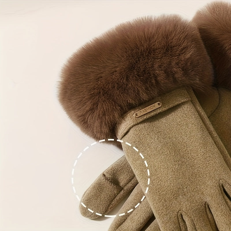 Plush Furry Cuff, Double-Layer Thick Insulation, Windproof & Warm, Ideal for Outdoor Activities & Cycling, Available in Pink/Purple/Blue/Gray